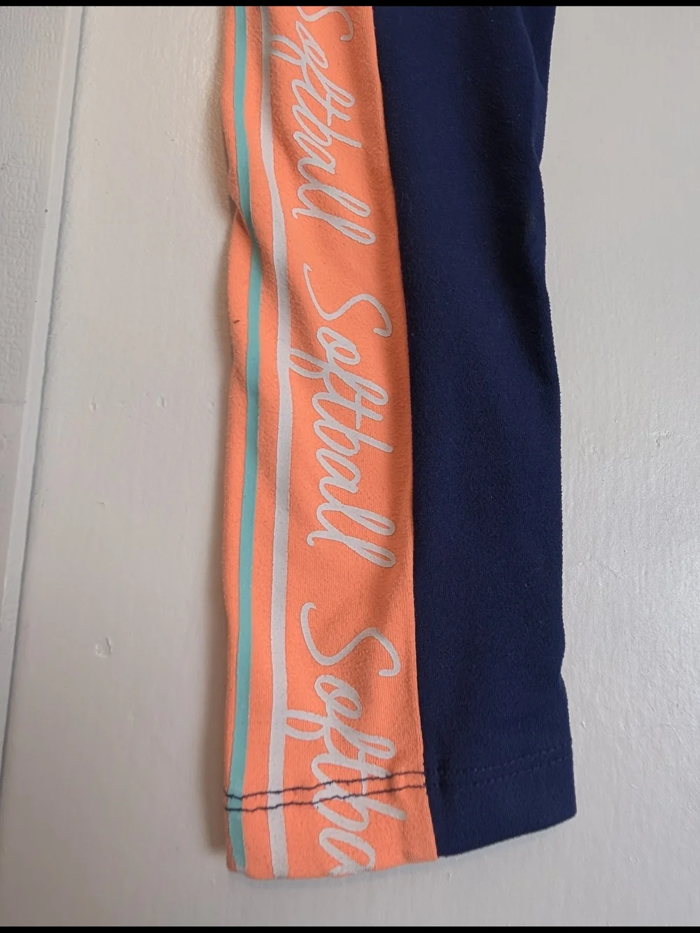 Justice Navy and Orange 'Softball' Athletic Leggings